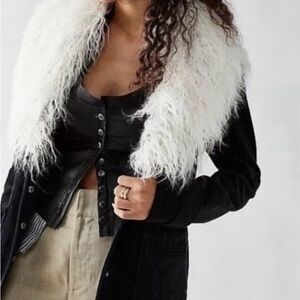 Free People Lady Lane Faux Fur Corduroy Jacket in Black  Size XSmall